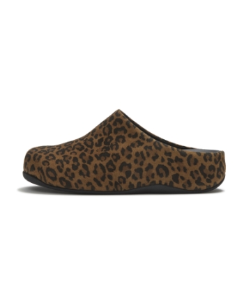 FitFlop Shuv Suede Leopard Mules Tan/Black