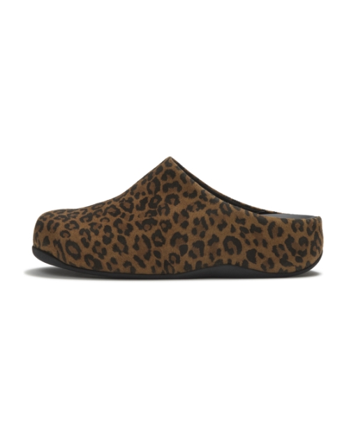 Shuv Suede Leopard Mules Tan/Black