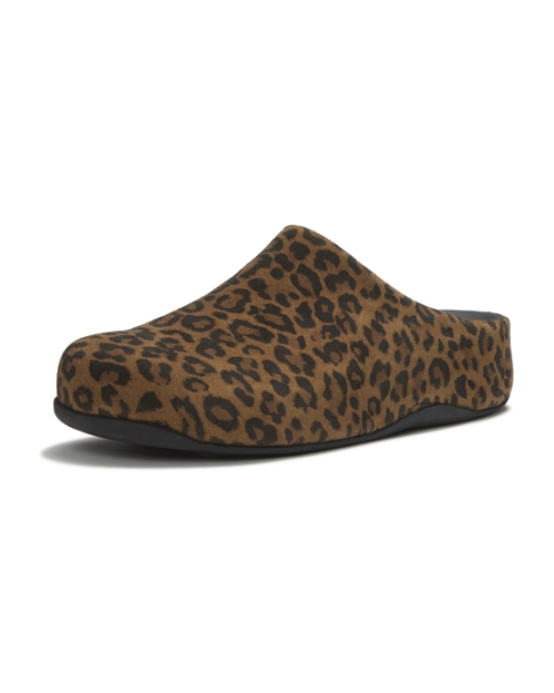 Shuv Suede Leopard Mules Tan/Black
