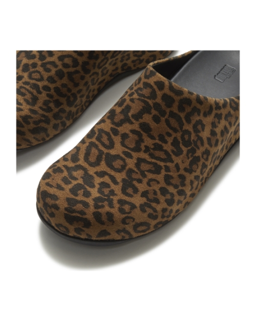 Shuv Suede Leopard Mules Tan/Black