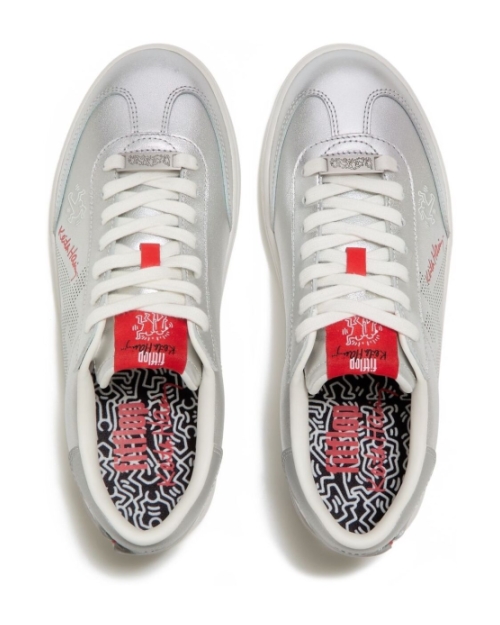 Fitflop X Keith Haring The Dash Trainers Metallic Silver