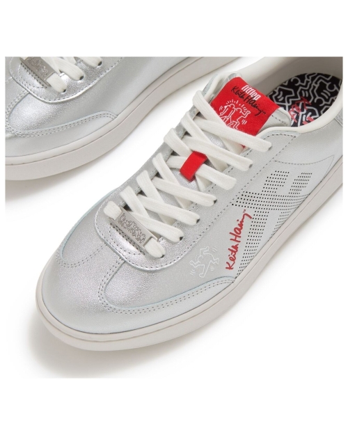 Fitflop X Keith Haring The Dash Trainers Metallic Silver