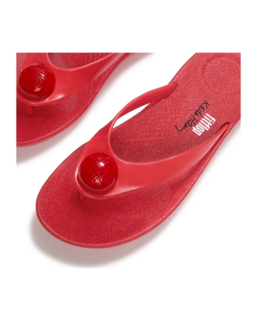 Fitflop X Keith Haring Iqushion Button Flip-Flops Signal Red