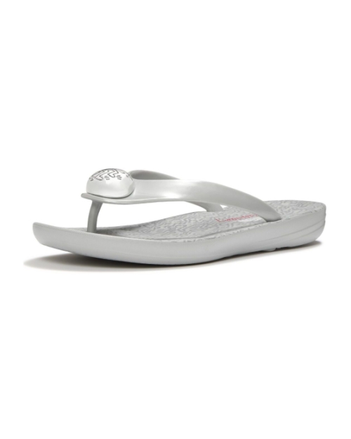 Fitflop X Keith Haring Iqushion Button Flip-Flops Metallic Silver