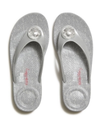 Fitflop X Keith Haring Iqushion Button Flip-Flops Metallic Silver