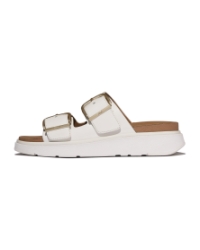Gen-FF Buckle Two-Bar Leather Slides Urban White