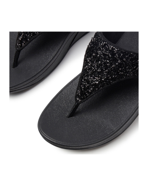 Lulu Shimmerfoil Toe-Thongs All Black
