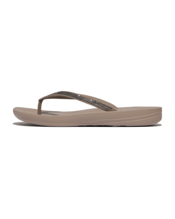 FitFlop Iqushion Ombre Sparkle Flip-Flops On Taupe/Pewter