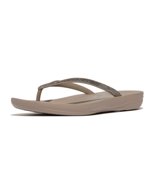 Iqushion Ombre Sparkle Flip-Flops On Taupe/Pewter