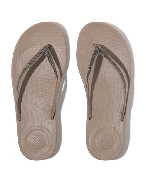 Iqushion Ombre Sparkle Flip-Flops On Taupe/Pewter