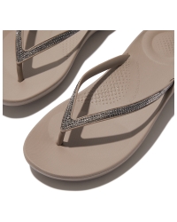 Iqushion Ombre Sparkle Flip-Flops On Taupe/Pewter