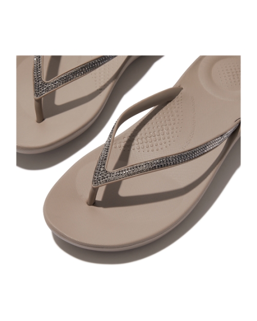 Iqushion Ombre Sparkle Flip-Flops On Taupe/Pewter
