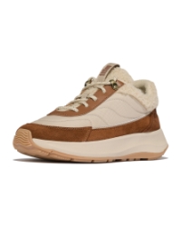 F-Mode Flow Shearling-Mix Sneakers Deep Tan/Camel Mix