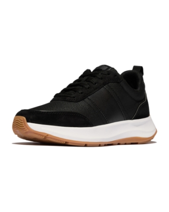 FitFlop F-Mode Flow Suede-Mix Flatform Sneakers Black