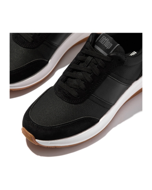 F-Mode Flow Suede-Mix Flatform Sneakers Black