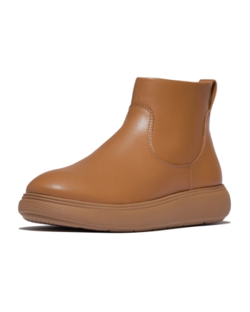 FitFlop IQ-Comff Leather Zip Ankle Boots Desert Tan