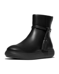 IQ-Comff Tassel Leather Short Boots All Black