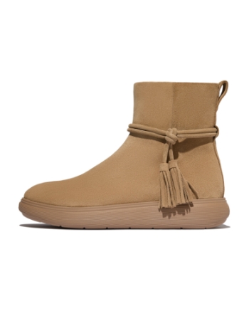 FitFlop IQ-Comff Tassel Suede Short Boots Camel