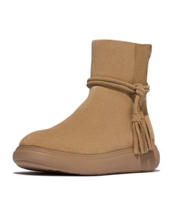 FitFlop IQ-Comff Tassel Suede Short Boots Camel