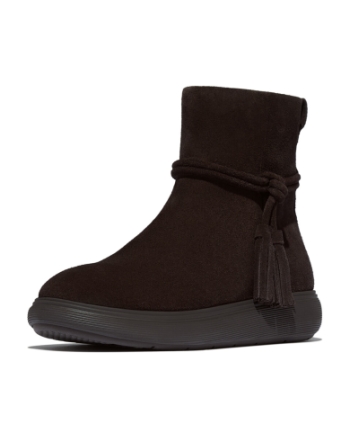 FitFlop IQ-Comff Tassel Suede Short Boots Chocolate Brown