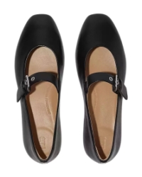 Delicato Leather Mary Janes All Black