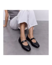 Delicato Leather Mary Janes All Black