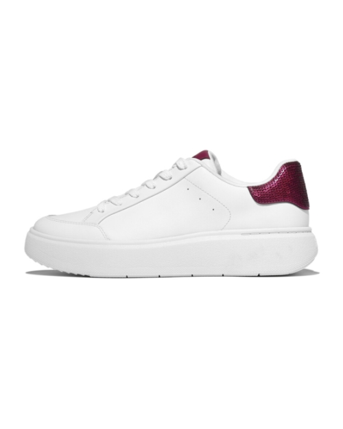 Rtg Sequin-Backtab Leather Sneakers Urban White/Ruby
