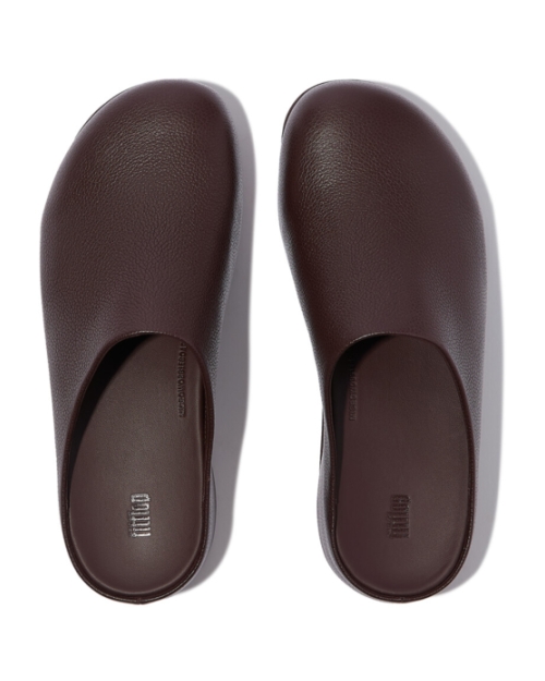 Shuv Tumbled-Leather Clogs Chocolat