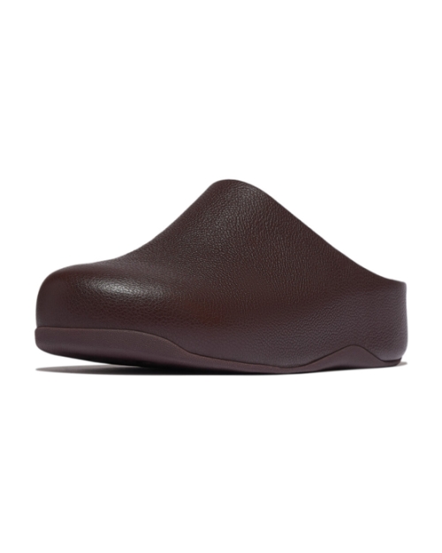 Shuv Tumbled-Leather Clogs Chocolat