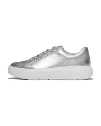 FitFlop Rtg Metallic-Leather Sneakers Silver