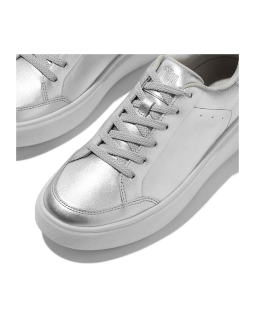Rtg Metallic-Leather Sneakers Silver