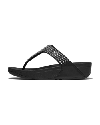 FitFlop Lulu Maxi-Crystal Toe-Post Sandals Black