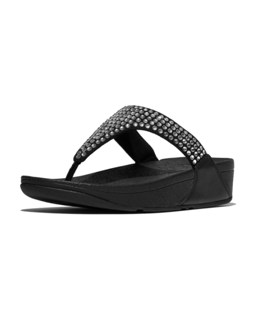 Lulu Maxi-Crystal Toe-Post Sandals Black