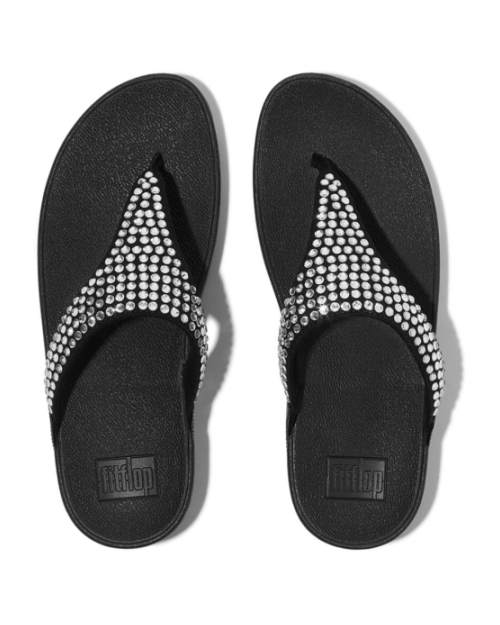 Lulu Maxi-Crystal Toe-Post Sandals Black