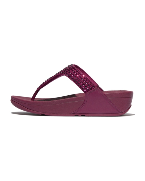 Lulu Maxi-Crystal Toe-Post Sandals Ruby