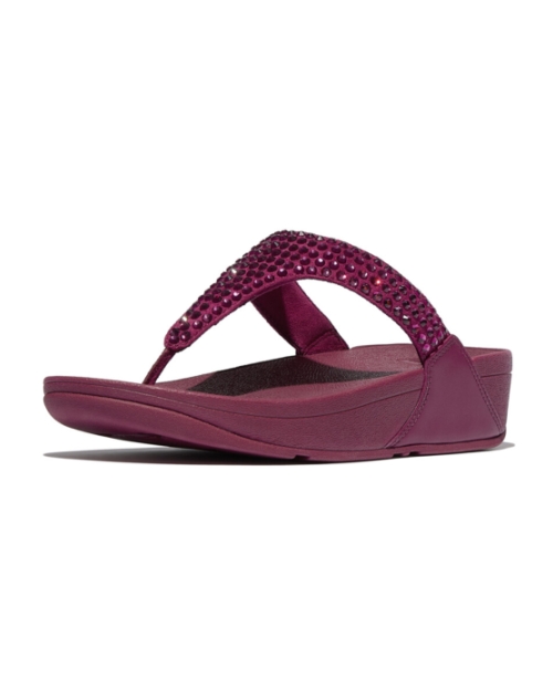 Lulu Maxi-Crystal Toe-Post Sandals Ruby