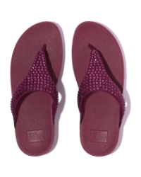 Lulu Maxi-Crystal Toe-Post Sandals Ruby