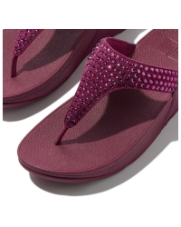 Lulu Maxi-Crystal Toe-Post Sandals Ruby