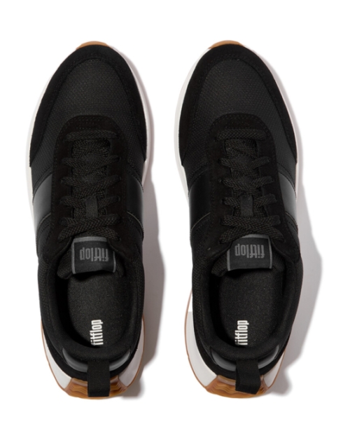 F-Mode Flow Mens Suede-Mix Sneakers Black