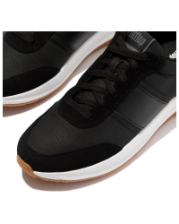 F-Mode Flow Mens Suede-Mix Sneakers Black