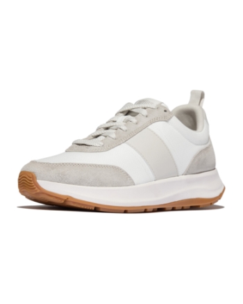 FitFlop F-Mode Flow Mens Suede-Mix Sneakers Urban White/Clay Grey