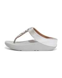 Fino Stone Trim Toe-Post Sandals Silver