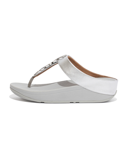 Fino Stone Trim Toe-Post Sandals Silver