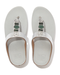 Fino Stone Trim Toe-Post Sandals Silver