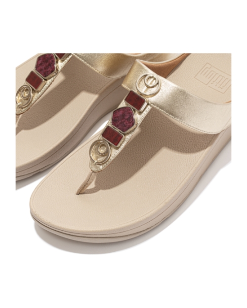 Fino Stone Trim Toe-Post Sandals Platino