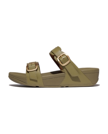 FitFlop Lulu Adjustable Slide - Leather Camo-Green