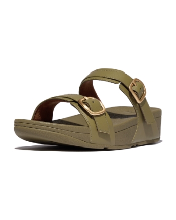 FitFlop Lulu Adjustable Slide - Leather Camo-Green