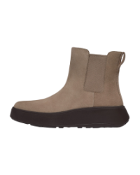 F-Mode Suede Flatform Chelsea Boots Taupe