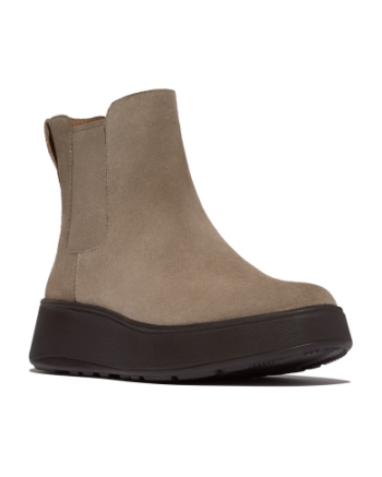 FitFlop F-Mode Suede Flatform Chelsea Boots Taupe