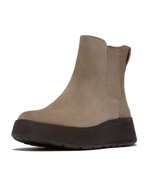 F-Mode Suede Flatform Chelsea Boots Taupe